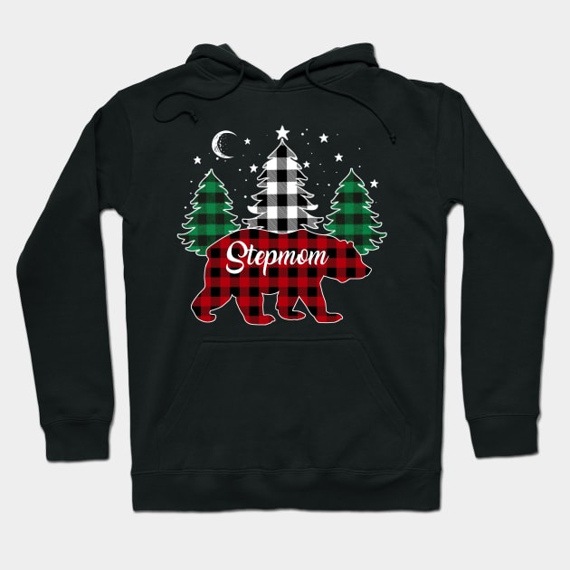 Stepmom Bear Buffalo Red Plaid Matching Family Christmas Hoodie by Marang